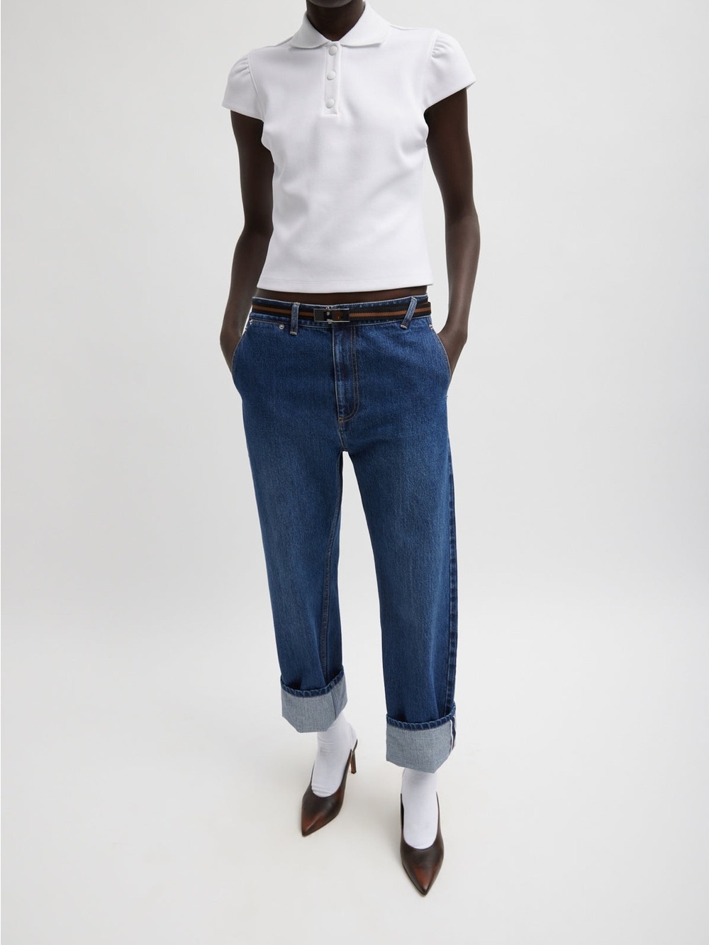 Tibi Alec Selvage Slouch Straight Dark Wash Jeans